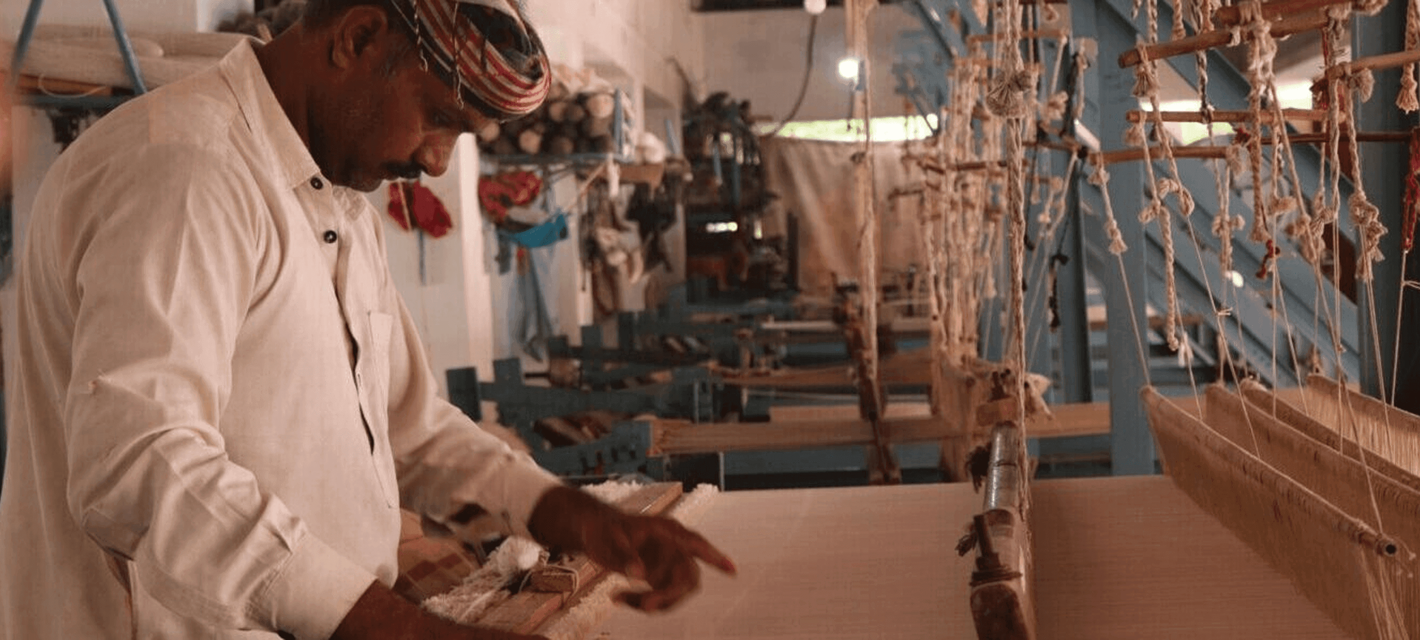 Artisan weaving textiles